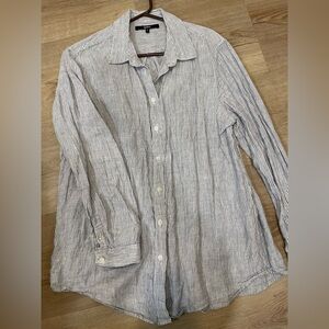 Quince Blue and White Striped Casual Shirt